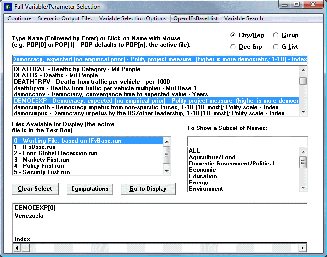 Self Managed Full Variable/Parameter Selection window